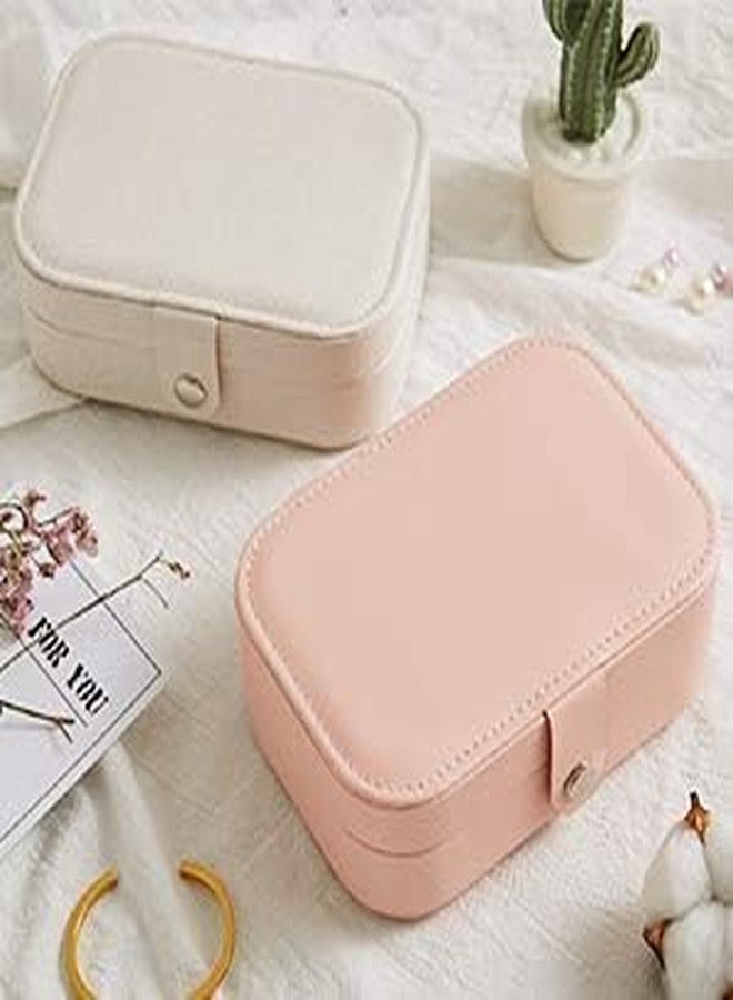 EAFTOS Small Portable Leather Travel Jewelry Box Organizer Display Storage Case for Ornaments, Rings, Earrings, Cosmetic - Image 3