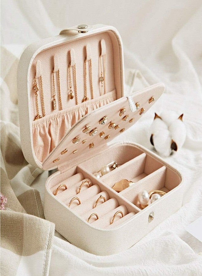 EAFTOS Small Portable Leather Travel Jewelry Box Organizer Display Storage Case for Ornaments, Rings, Earrings, Cosmetic - Image 1