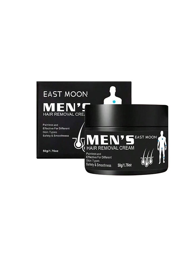 East Moon - Men's Hair removal cream, Face and Body Beard Hair Removal Cream, Effective and Painless Depilatory Cream, Use on Chest, Back, Arm, Leg and Underarm 50g - Image 1