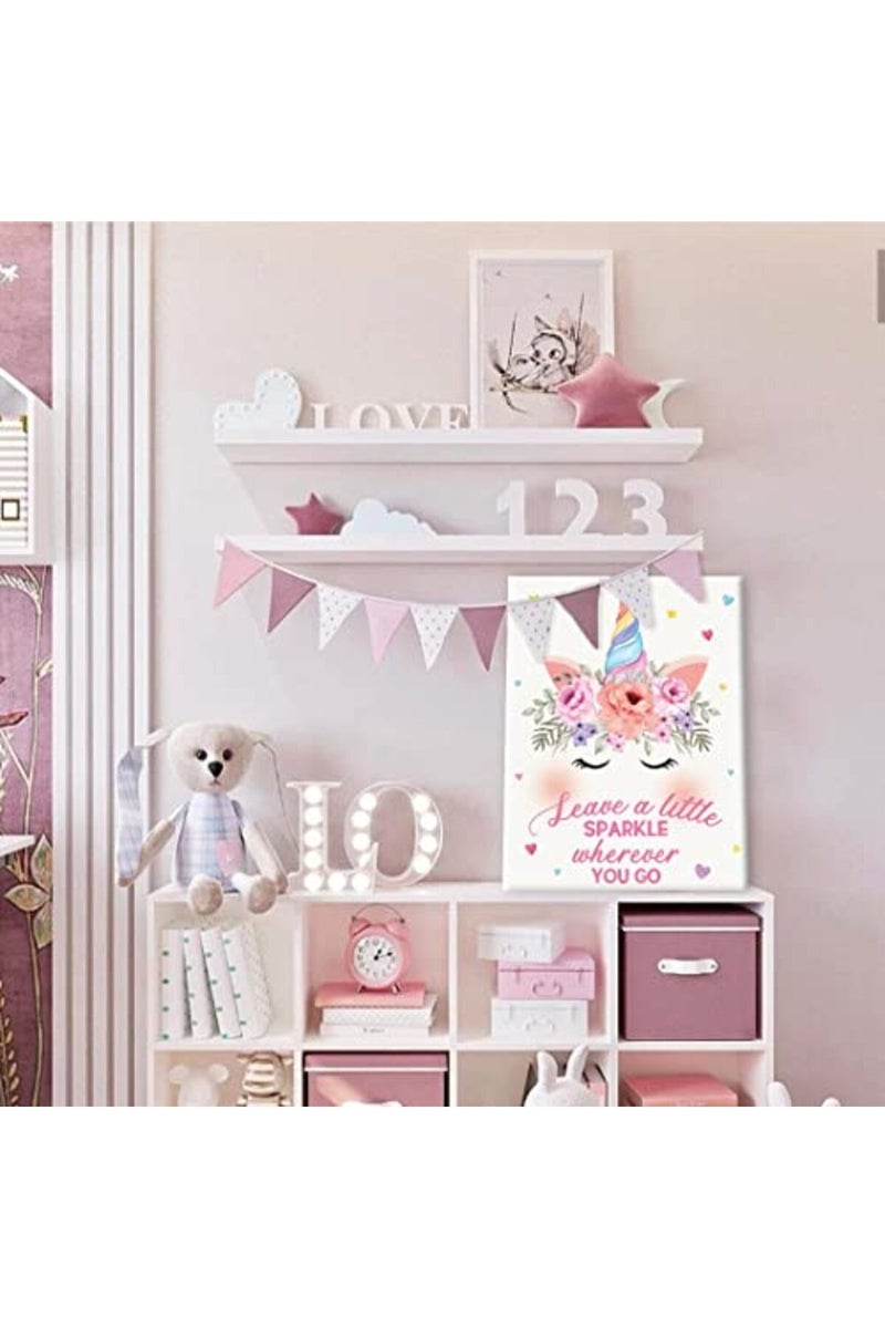 KAIRNE Unicorn Canvas Wall Art Print Framed, Inspirational Quotes Unicorns Rainbow Art Poster for Girls Bedroom Nursery Decoration, Set of 3 11.8 X15.6inch Ready To Hang Unicorn Art Prints - Image 4