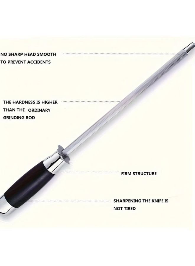 Silvery Diamond Sharpening Rod Professional Knife Sharpener For All Home Kitchen Knives - Image 2