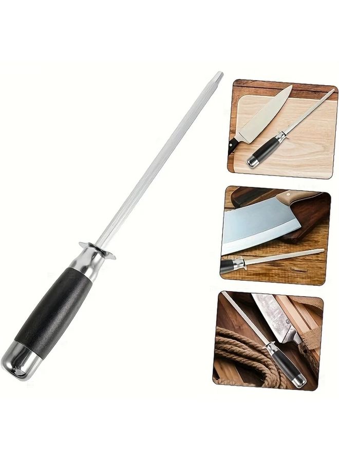 Silvery Diamond Sharpening Rod Professional Knife Sharpener For All Home Kitchen Knives - Image 1