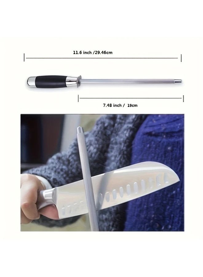 Silvery Diamond Sharpening Rod Professional Knife Sharpener For All Home Kitchen Knives - Image 4