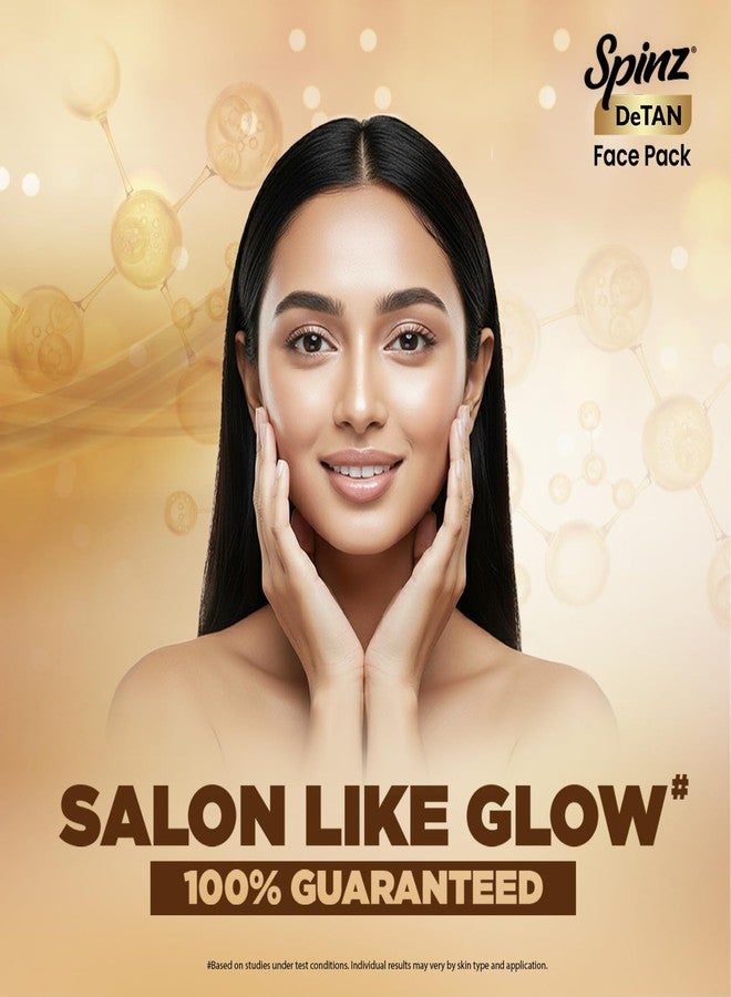 Spinz DeTan Face Pack with Besan, Honey & Kojic Acid | Tan Removal cream for Brightening & Glow | Salon-like Glow in 15 mins | 72g, Pack of 6 (12g x 6) - Image 2