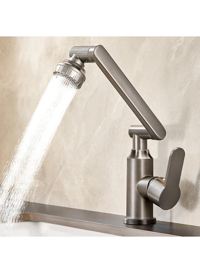 Bukela Bathroom Tap High, 1080 Degree Rotating Tap with Hose, Ideal Standard Washbasin Tap with 2 Jet Types, Lead-Free/Nickel-Free Stainless Steel for Bathroom - Image 1