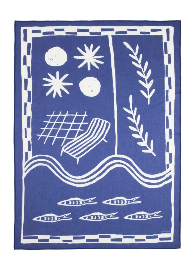 nobodinoz Porotfino Pareo Beach Towel - Full Blue