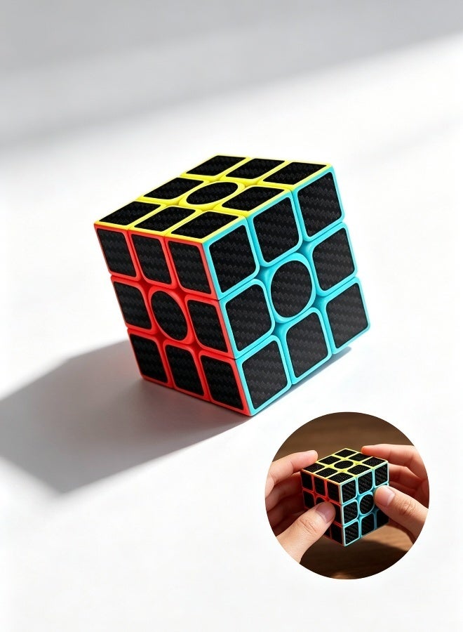 Upgrade Carbon Fiber 3x3 Speed Cube Adjustable Spring Anti-Pop Smooth Turning Professional Puzzle Cube Carbon Fiber Sticker ABS Brain Teaser Toy for Kids Beginners Professional Players Aged 6+ - Image 1