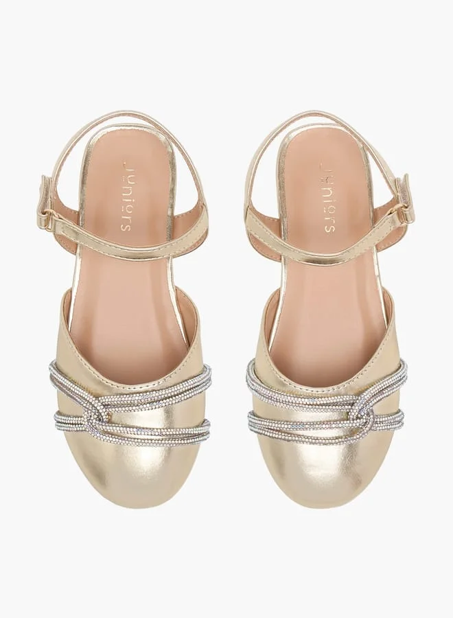 جونيورز Girls Embellished Mary Jane Shoes with Hook and Loop Closure Ramadan Collection