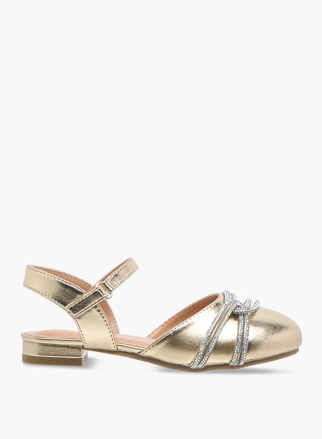 جونيورز Girls Embellished Mary Jane Shoes with Hook and Loop Closure Ramadan Collection