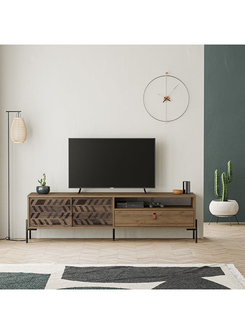 Dionysos Tv Stand Up To 70 Inches| Modern Tv Unit With Sturdy Metal Legs For Home 1 Slide Door Open Shelf 1 Drawer Storage| 170X45X48.6 Cm (Brown)