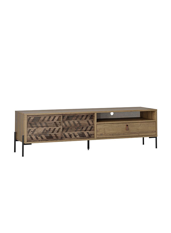 Dionysos Tv Stand Up To 70 Inches| Modern Tv Unit With Sturdy Metal Legs For Home 1 Slide Door Open Shelf 1 Drawer Storage| 170X45X48.6 Cm (Brown)