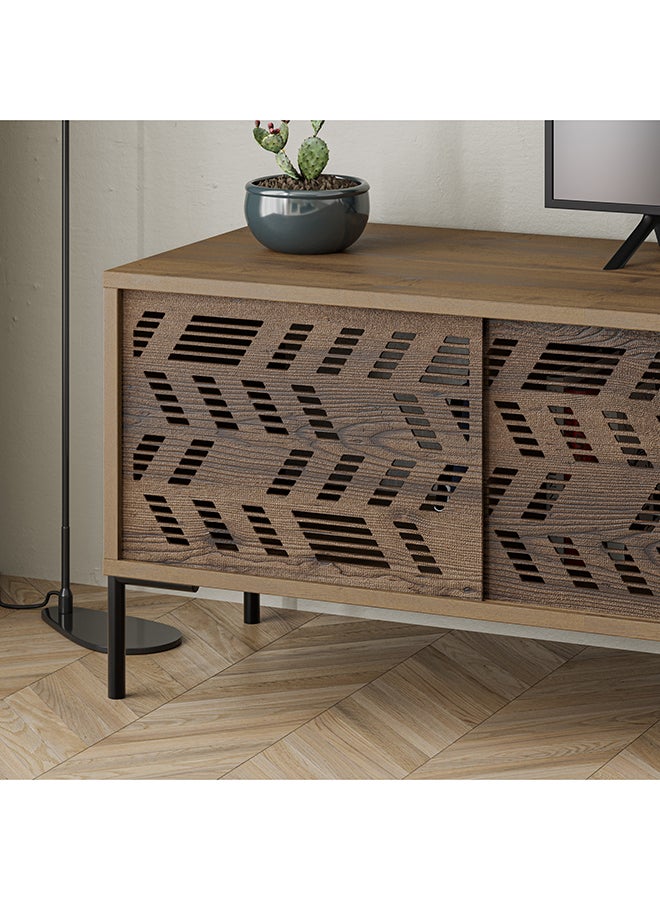 Dionysos Tv Stand Up To 70 Inches| Modern Tv Unit With Sturdy Metal Legs For Home 1 Slide Door Open Shelf 1 Drawer Storage| 170X45X48.6 Cm (Brown)