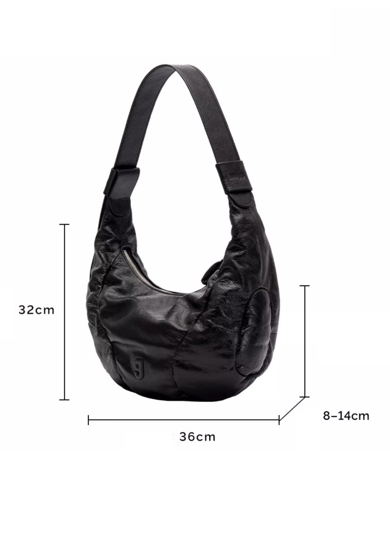 Kuno gigi Oil Wax Brown homeless baseball bag medium first layer cowhide genuine leather bag crossbody shoulder bag  - Image 2