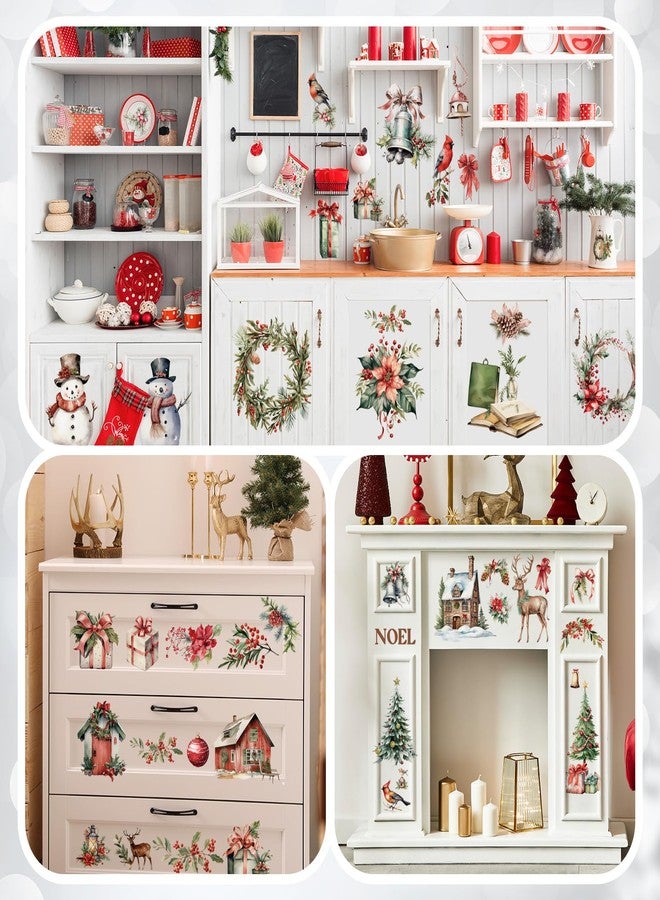 Lincia 10 Sheets Rub on Transfers for Crafts and Furniture Rub on Transfers Stickers Snowman Vintage Reindeer Gnome Decals for DIY Craft Home 5.91 x 11.81 7/26(Cute Holiday) - Image 2
