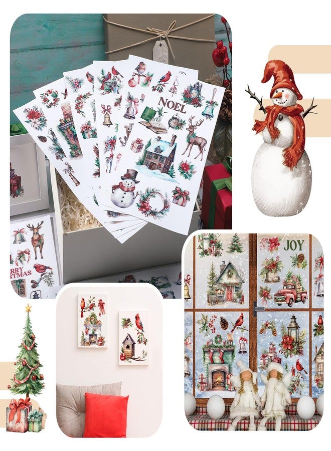 Lincia 10 Sheets Rub on Transfers for Crafts and Furniture Rub on Transfers Stickers Snowman Vintage Reindeer Gnome Decals for DIY Craft Home 5.91 x 11.81 7/26(Cute Holiday) - Image 5