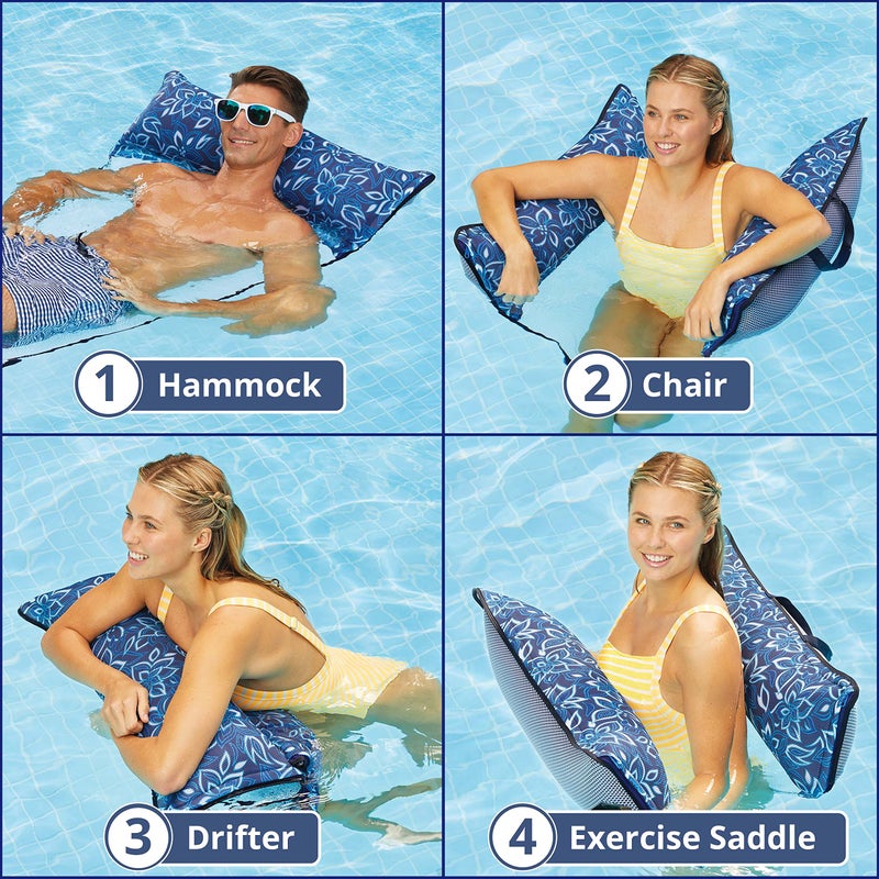 Aqua 4-in-1 Monterey Supreme XL Pool Float and Water Hammock, Multi-Purpose, Inflatable Pool Floats for Adults with Thick, Durable Material, Orchid Blue - Image 2