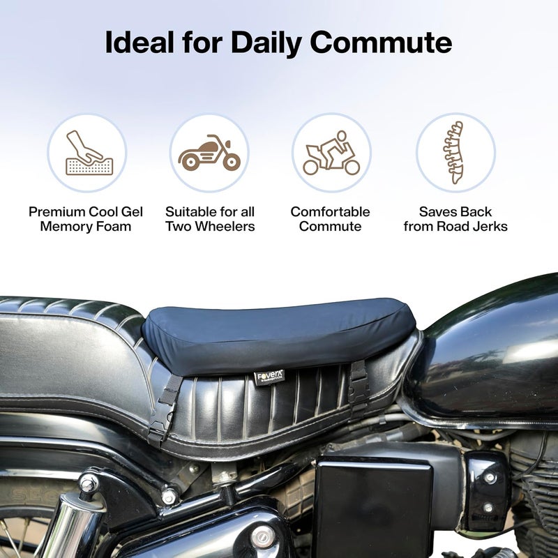 FOverA وسادة مقعد دراجة نارية من فوفير - تدعم عظام الجلوس، والعجز، وعضلات المؤخرة - تمتص الصدمات الدقيقة والاهتزازات، مناسبة لجميع الدراجات النارية، مقاومة للماء - Image 5