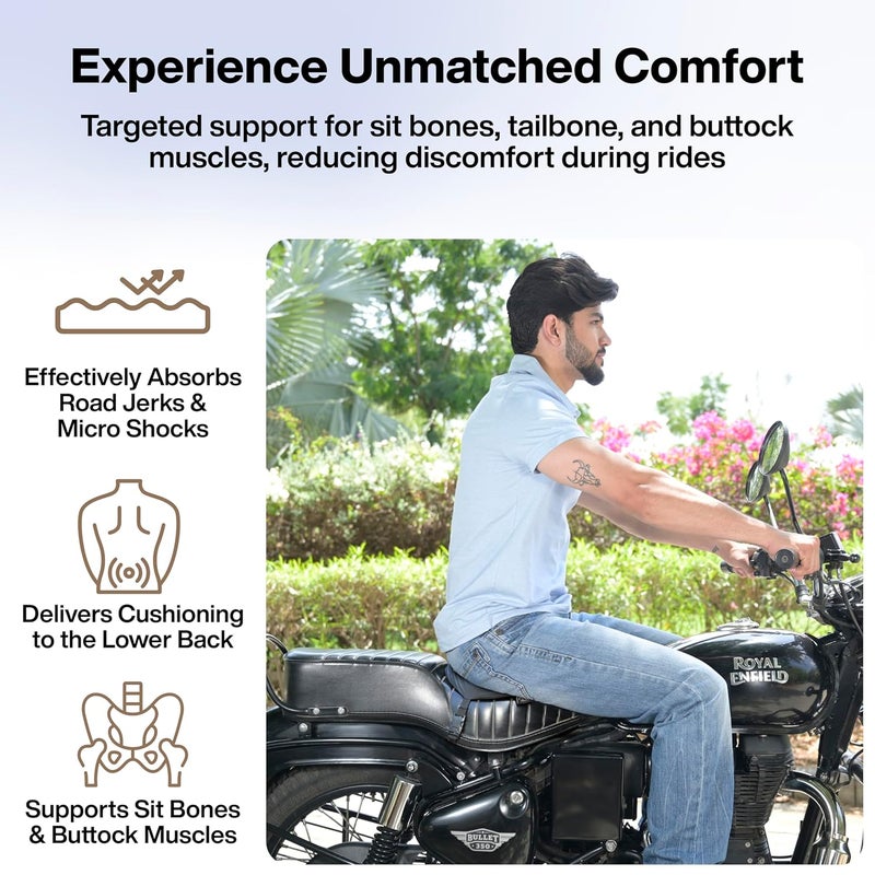 FOverA وسادة مقعد دراجة نارية من فوفير - تدعم عظام الجلوس، والعجز، وعضلات المؤخرة - تمتص الصدمات الدقيقة والاهتزازات، مناسبة لجميع الدراجات النارية، مقاومة للماء - Image 3