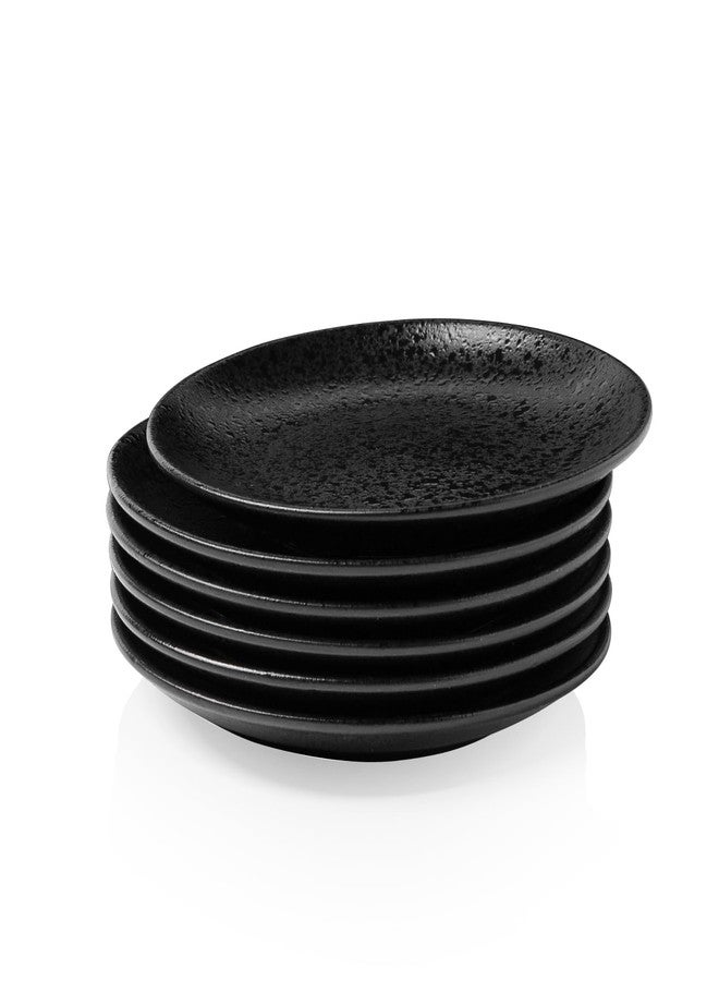 Kanwone Ceramic Dessert Plates Set of 6, Small Salad Plates 6 Inch Appetizer DIshes for Kitchen, Mini Dinner Plates for Cake Snacks Side Dish, Microwave, Oven and Dishwasher Safe, Black Glazed - Image 1