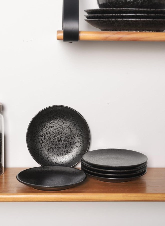 Kanwone Ceramic Dessert Plates Set of 6, Small Salad Plates 6 Inch Appetizer DIshes for Kitchen, Mini Dinner Plates for Cake Snacks Side Dish, Microwave, Oven and Dishwasher Safe, Black Glazed - Image 5