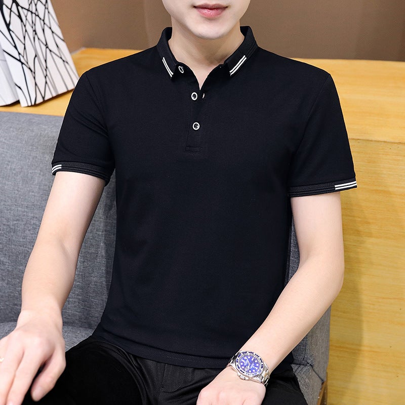 Men's Short Sleeve Polo Shirt Cotton Casual Top - Image 3