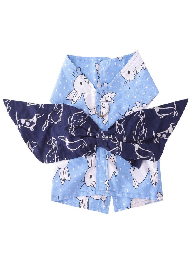 Lulala Dog Bunny Print Harness Dress Cute Bowtie,Dog Shirt with Big Angel Wings Pattern Summer Dress,Dog Pet T-Shirt Dog Clothing Pet Clothes Dogs Costumes with Leash Ring(XL,Blue) - Image 1