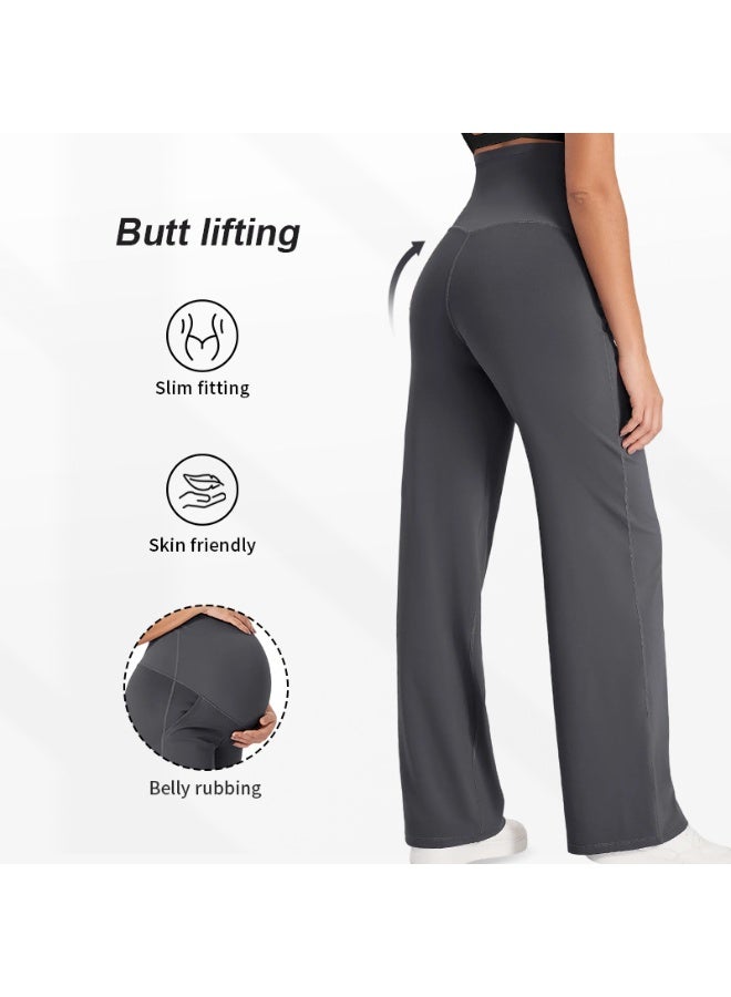 بنطلون حمل نسائي عالي الخصر، عالي المرونة، مستقيم الساق، يدعم البطن؛ مناسب للارتداء غير الرسمي كملابس خارجية؛ قابل للتهوية ولا يضيق البطن. - Image 3