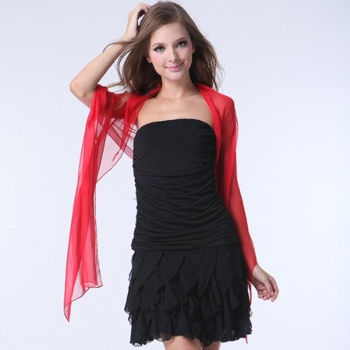 Tapp Collections Fashionable Solid Color Chiffon Scarf - Red - Image 2