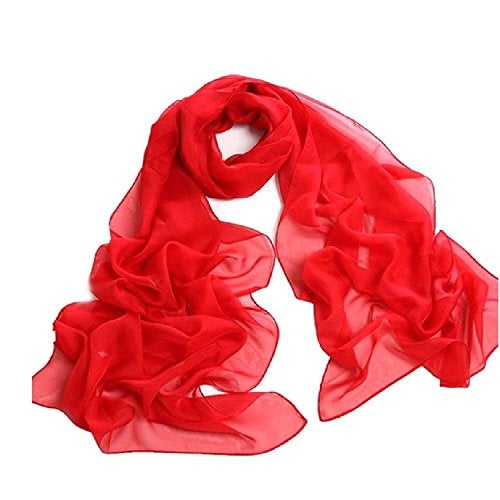 Tapp Collections Fashionable Solid Color Chiffon Scarf - Red - Image 1