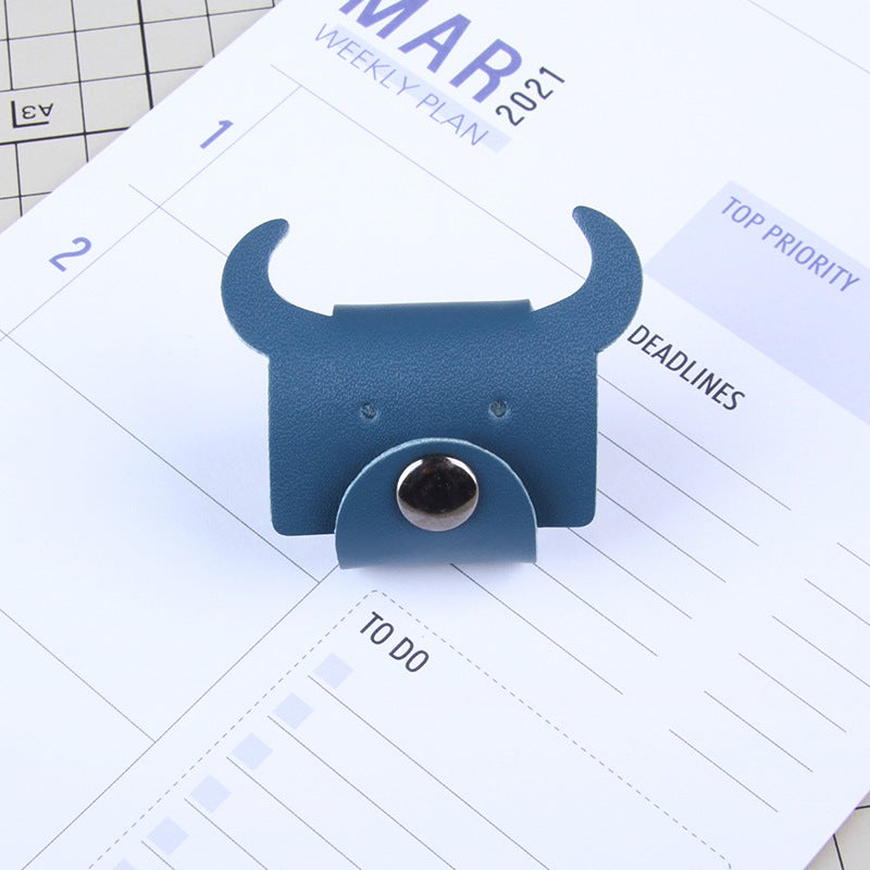 Leather Winder Data Cable Storage Buckle Earphone Hub Cable Management Cowhide Cute Girl Bear Handmade Leather - Image 4