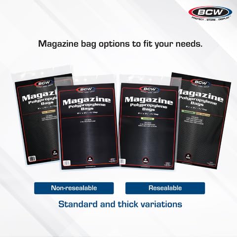 BCW Magazine Bags - 200 Count | Fits Standard 8.5 x 11 Inch Magazines | Acid-Free Polypropylene Magazine Sleeves with Fold-Over Tape Flap | Archival Plastic Magazine Protectors for Collectors - Image 5