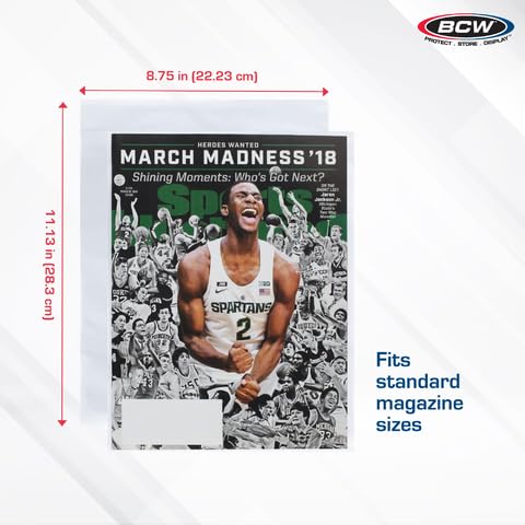 BCW Magazine Bags - 200 Count | Fits Standard 8.5 x 11 Inch Magazines | Acid-Free Polypropylene Magazine Sleeves with Fold-Over Tape Flap | Archival Plastic Magazine Protectors for Collectors - Image 3