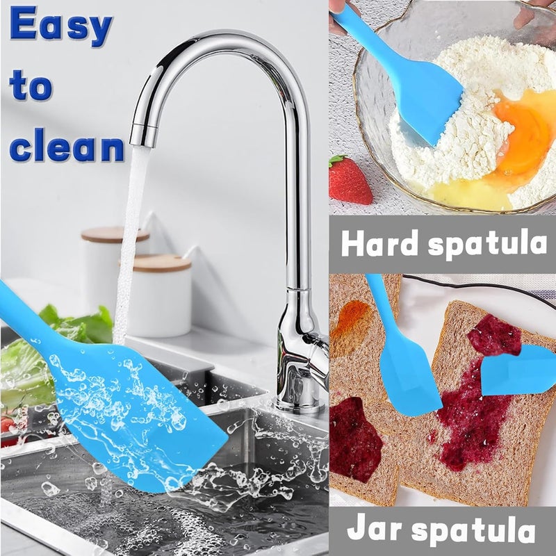 KAKAMINA 8 Pieces Silicone Spatulas, 8.3 inch Small Spatulas Non-stick Heat-Resistant Non-stick with Stainless Steel Core For Cake Cream Cooking Gadget (Blue) - Image 5