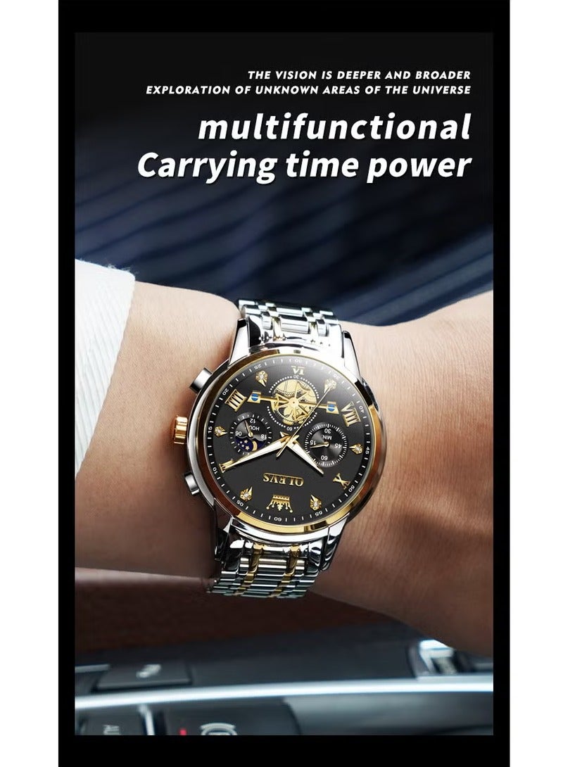 أوليفز ساعات رجالية عصرية من الستانلس ستيل كوارتز كرونوغراف مقاومة للماء 2856 - Image 3