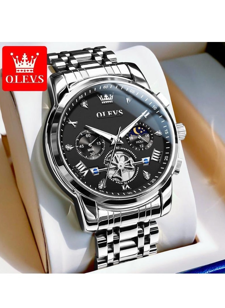 أوليفز ساعات رجالية عصرية من الستانلس ستيل كوارتز كرونوغراف مقاومة للماء 2856 - Image 1