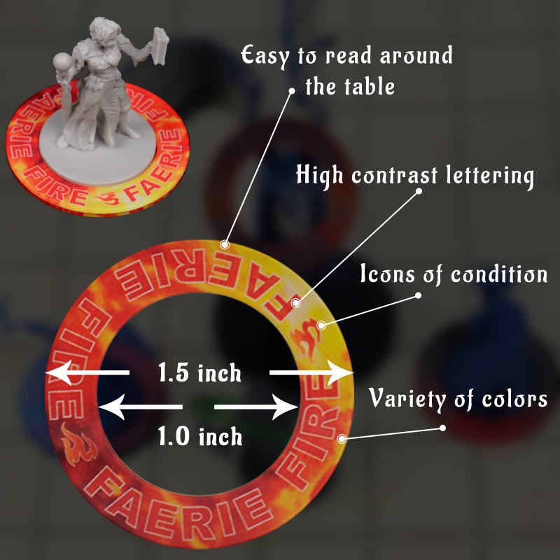 CZYY Upgraded DND Condition Rings 96 Status Effect Markers with Color Printing in 24 Conditions & Spells, and with Magic Book Storage Box Ideal Tabletop RPG Gift for DM or Player - Image 5