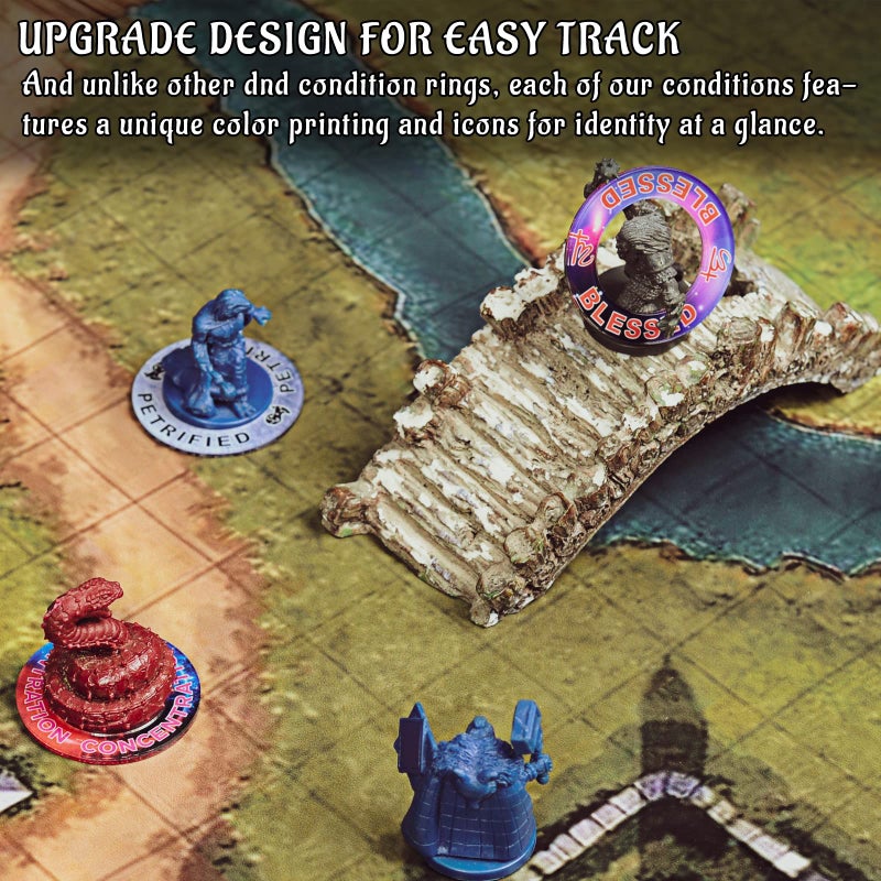 CZYY Upgraded DND Condition Rings 96 Status Effect Markers with Color Printing in 24 Conditions & Spells, and with Magic Book Storage Box Ideal Tabletop RPG Gift for DM or Player - Image 2