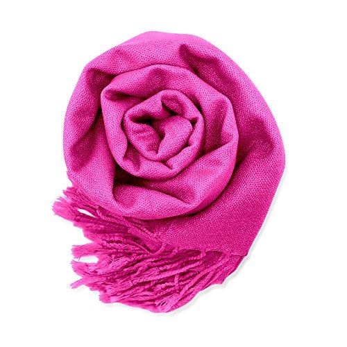 GEARONIC Soft Pashmina Scarf for Women Shawl Wrap Scarves Lady Women's Scarfs in Solid Colors - Hot Pink - Image 1
