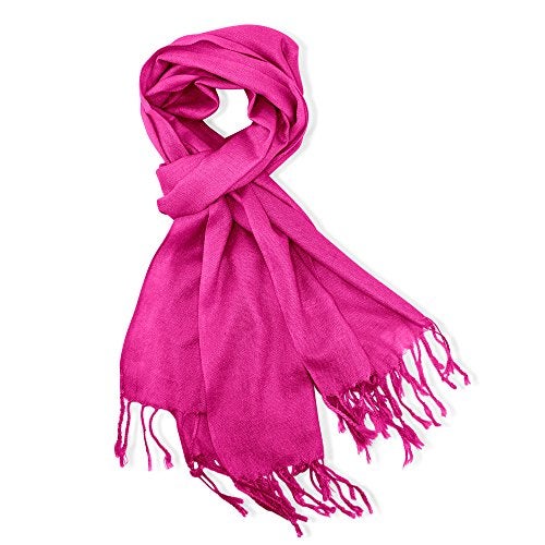 GEARONIC Soft Pashmina Scarf for Women Shawl Wrap Scarves Lady Women's Scarfs in Solid Colors - Hot Pink - Image 3