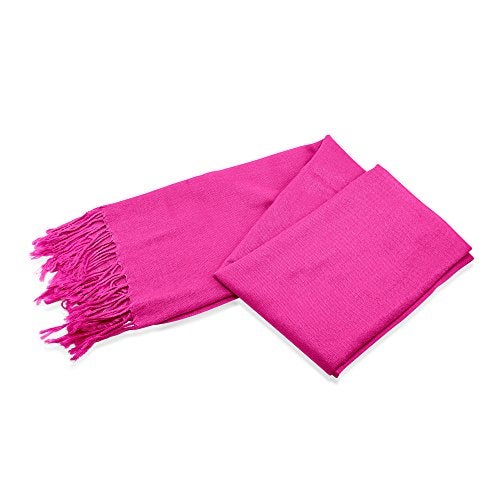 GEARONIC Soft Pashmina Scarf for Women Shawl Wrap Scarves Lady Women's Scarfs in Solid Colors - Hot Pink - Image 2
