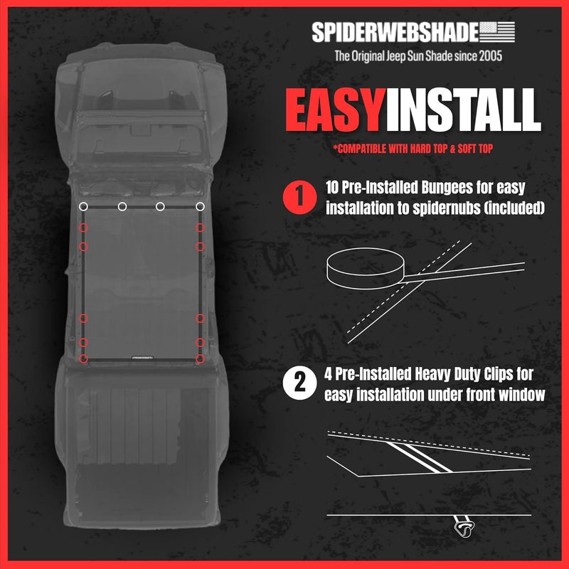 Spiderwebshade Mesh Sun Shade Top for Jeep Gladiator JT (2018-2026) - Black - Image 3