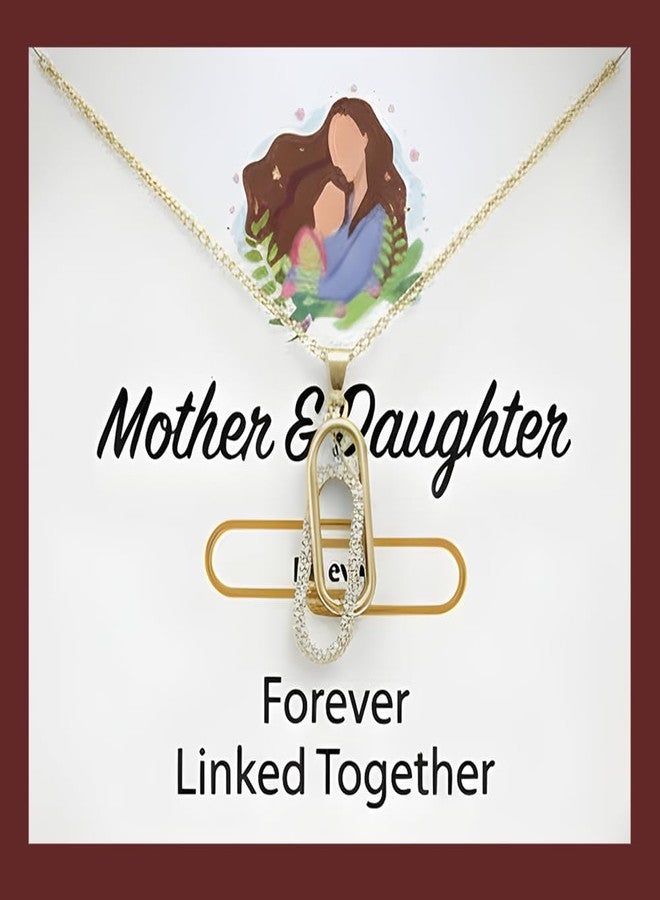 LUXUS™ Mother & Daughter Forever Linked Necklace - 18K Gold Finish over Stainless Steel Interlocking Pendant with Heartfelt Message Card, in Luxury Gift Box - Image 1