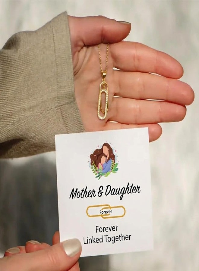 LUXUS™ Mother & Daughter Forever Linked Necklace - 18K Gold Finish over Stainless Steel Interlocking Pendant with Heartfelt Message Card, in Luxury Gift Box - Image 4