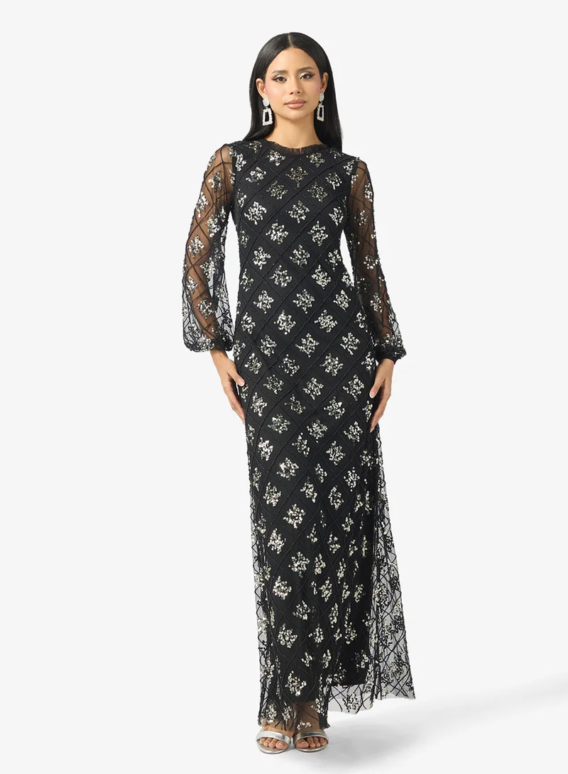 Crew Neck Sequin Maxi Dress