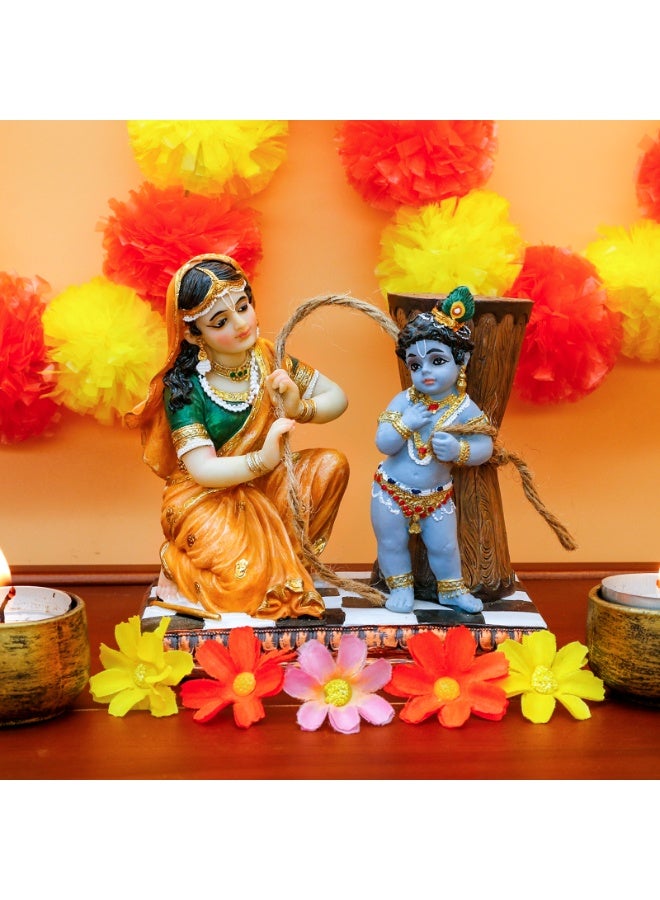 alikiki Maa Yashoda Binding Krishna Murti - Divine 5.1" Hindu God Lord Krishna Statue Hand Painted Polystone Sculpture Indian Diwali Gifts Pooja Item Office Home Temple Mandir Puja Decor - Image 5