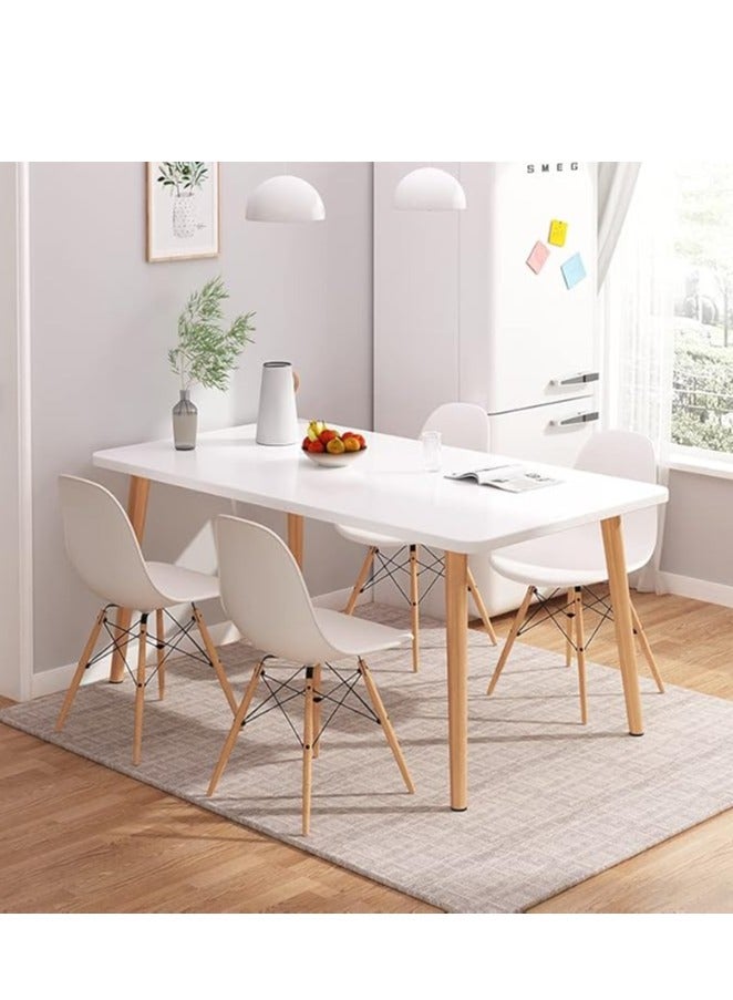 Generic Dining Table, Modern Coffee Table Lunch Table with Solid Wooden Legs, Simple Square Side Desk Kitchen Table for Small Space Like Home Living Room Kitchen Dining Room Lounging Cafeterias (Square, 120 * 60 * 73CM)  - Image 2