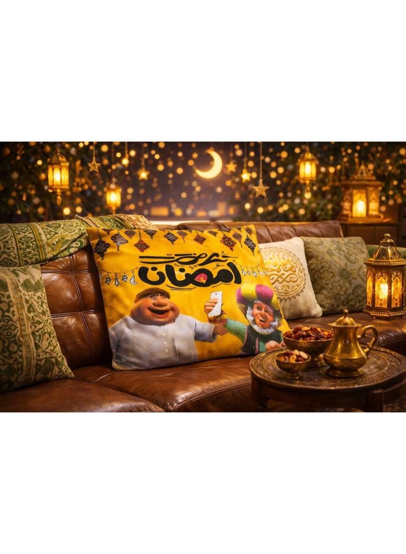 2-piece velvet cushion set featuring Ramadan-themed characters and designs - Image 5