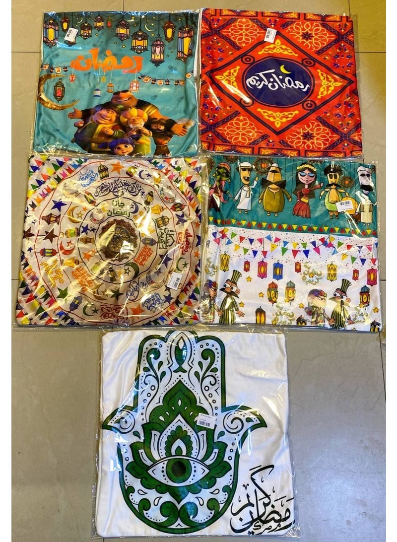 2-piece velvet cushion set featuring Ramadan-themed characters and designs - Image 2