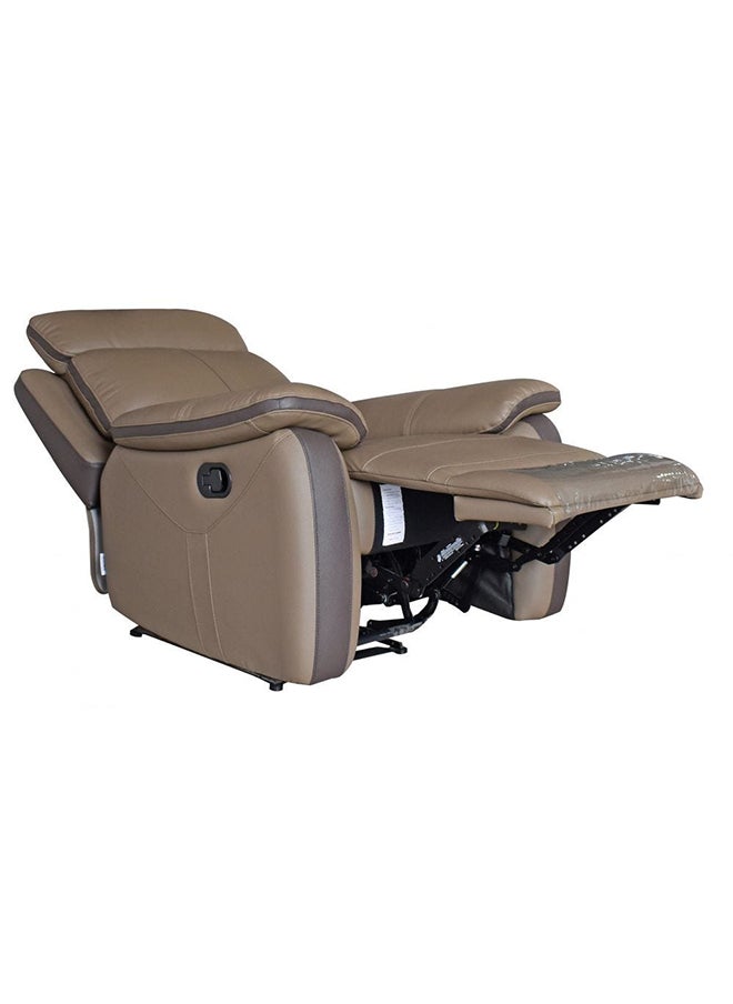 DANUBE HOME - Arlington 1 Seater Half Leather Manual Recliner  Accent Chair Modern Design One Seat Sofas Comfortable Living Room Seating Furniture For Home L 96 x W 92 x H 102 cm Tan - Image 1