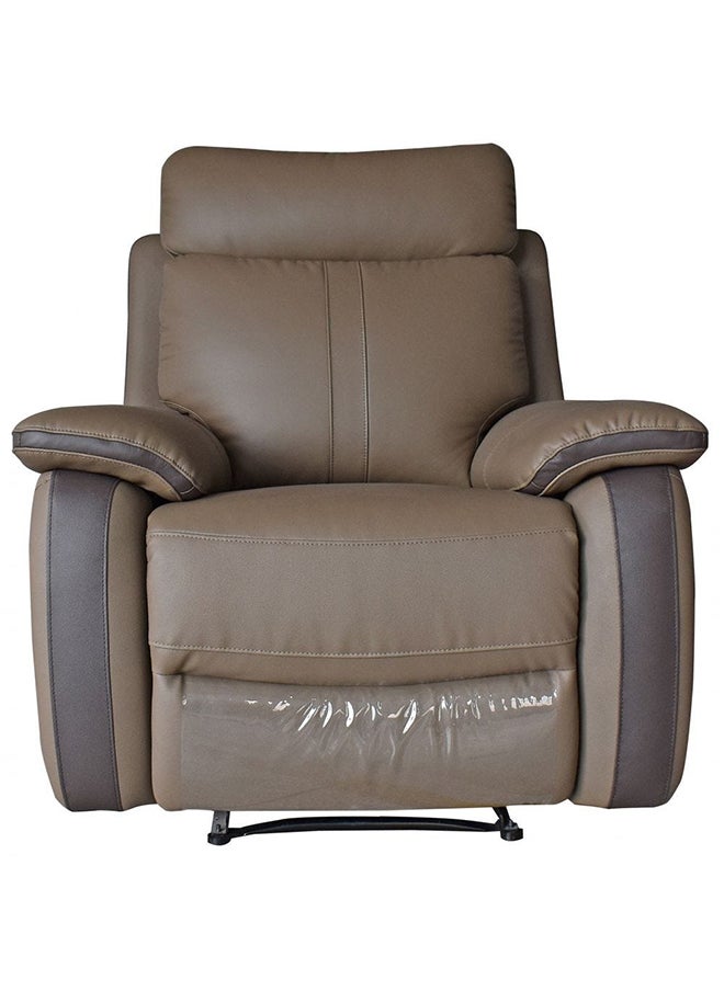 DANUBE HOME - Arlington 1 Seater Half Leather Manual Recliner  Accent Chair Modern Design One Seat Sofas Comfortable Living Room Seating Furniture For Home L 96 x W 92 x H 102 cm Tan - Image 1